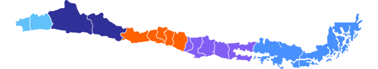 distribución por regiones